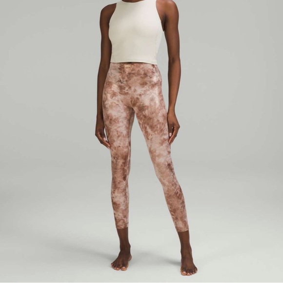 Lululemon Align High-Rise Pant 25" Shine Diamond Dye Misty Shell Cacao 14 - Picture 1 of 12